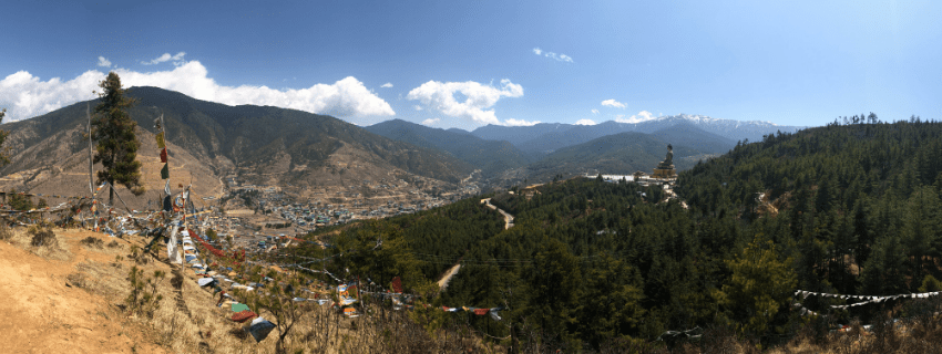 Thimphu Valley, overlooking the himalaryas and the buddha statue
